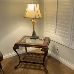 Wood End Table With Or Without Lamp
