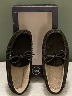 NEW!! Men's '1901' Size 11 BLACK SUEDE LEATHER Slippers - posted price is firm.