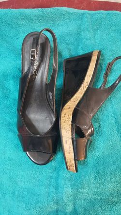 Black wedge sandal size 10