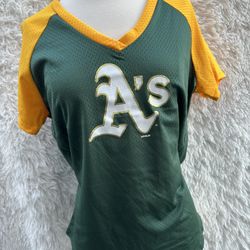 New MLB Women A’s V-Neck Sports Jersey 