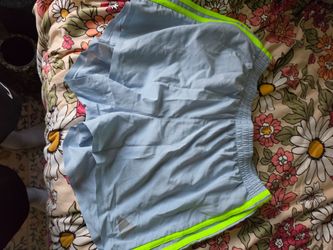 Light Blue Athletic Shorts with Neon Trim