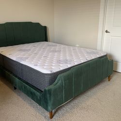 Queen upholstered bed frame (headboard , footboard , rails )