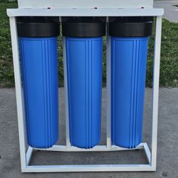 3-Stage Whole House Water Filter System with Sediment. Carbon Block and Lead Reducing Filters and 3/4 Push-Fit Hoses