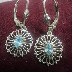 Vintage sterling silver aquamarine earrings