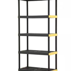 New condition heavy duty shelves 5-Tier Easy Assembly Multi-purpose Plastic Garage Storage Shelving Unit in Black (36 in. W x 74 in. H x 18 in. D)