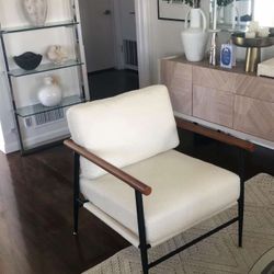 Office Accent Chair, Boucle Fabric , Ivory W-16