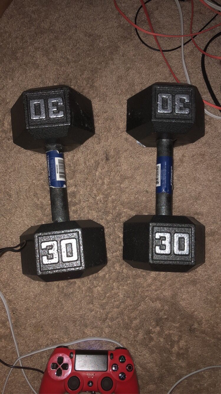 30 lb dumbbells from Dicks Sporting goods(less than a month used)