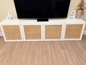 IKEA BESTÅ Cabinets w/ Glass Doors + Basket Weave – $140 Each / $250 Pair