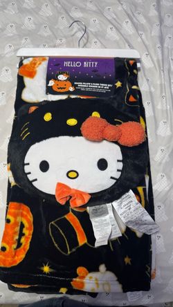 Hello Kitty Halloween Shaped Pillow & Plush Throw Set