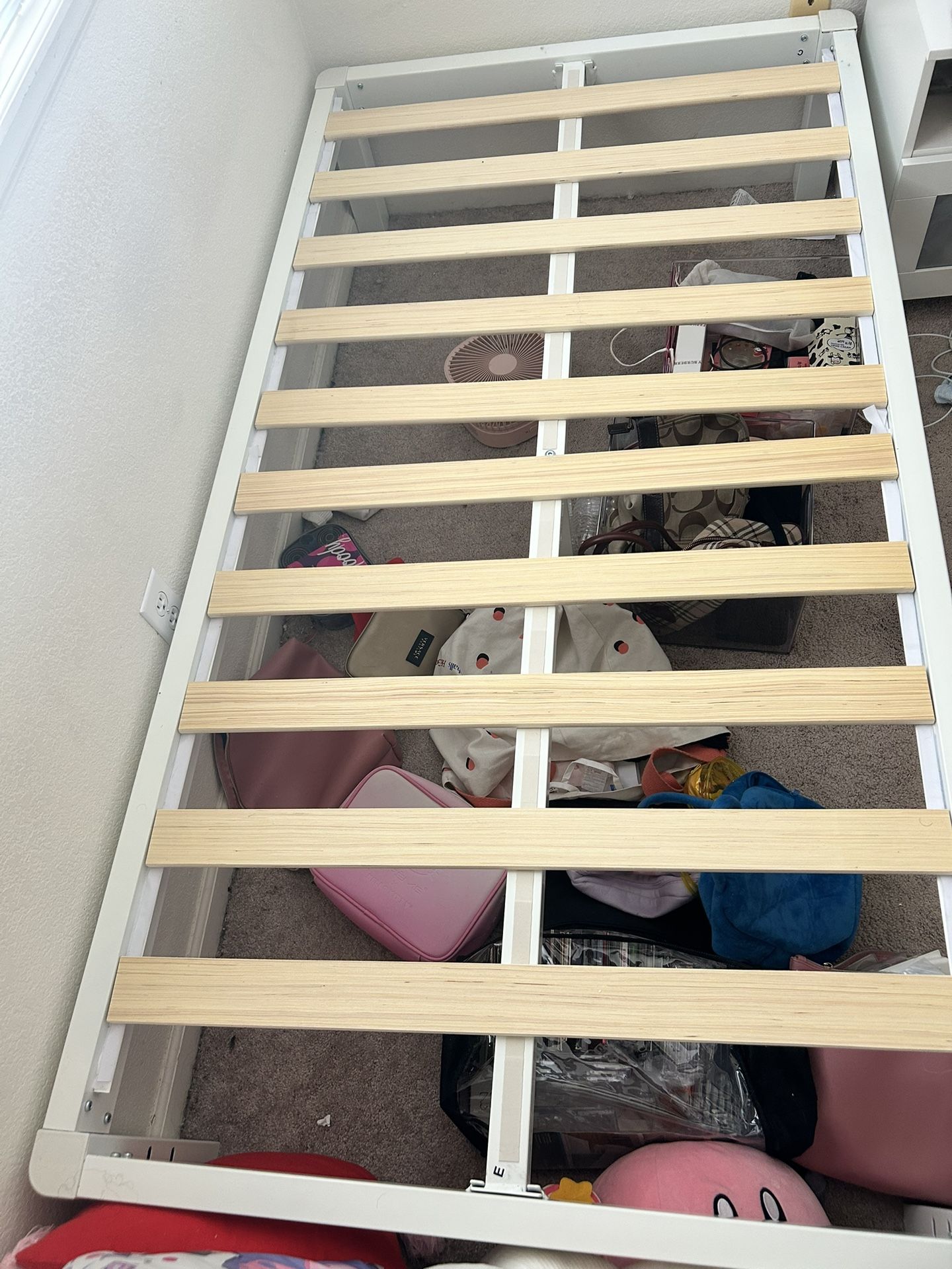 White Twin Metal Platform Bed Frame
