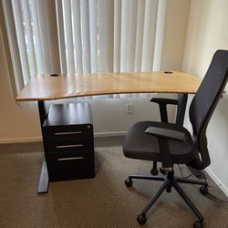 Jarvis Bamboo Standing Desk, Chair, Drawer Set