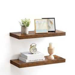 VASAGLE Floating Shelves Wall Mounted Set of 2 - Brown