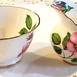 Vintage Royal Chelsea Bone China Individual Creamer And Sugar Bowl 
