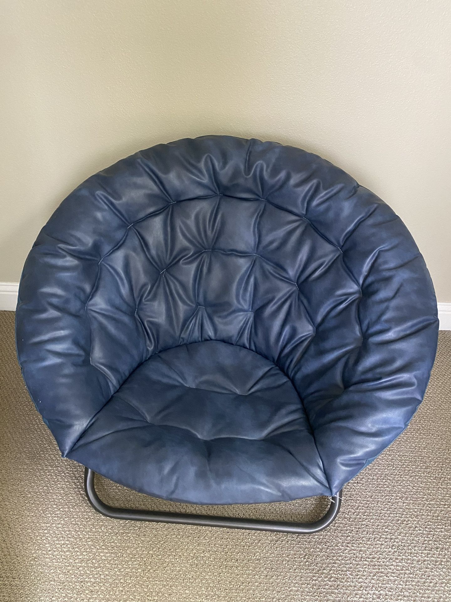 Vegan Leather Navy Hang A Round Lounge Chair