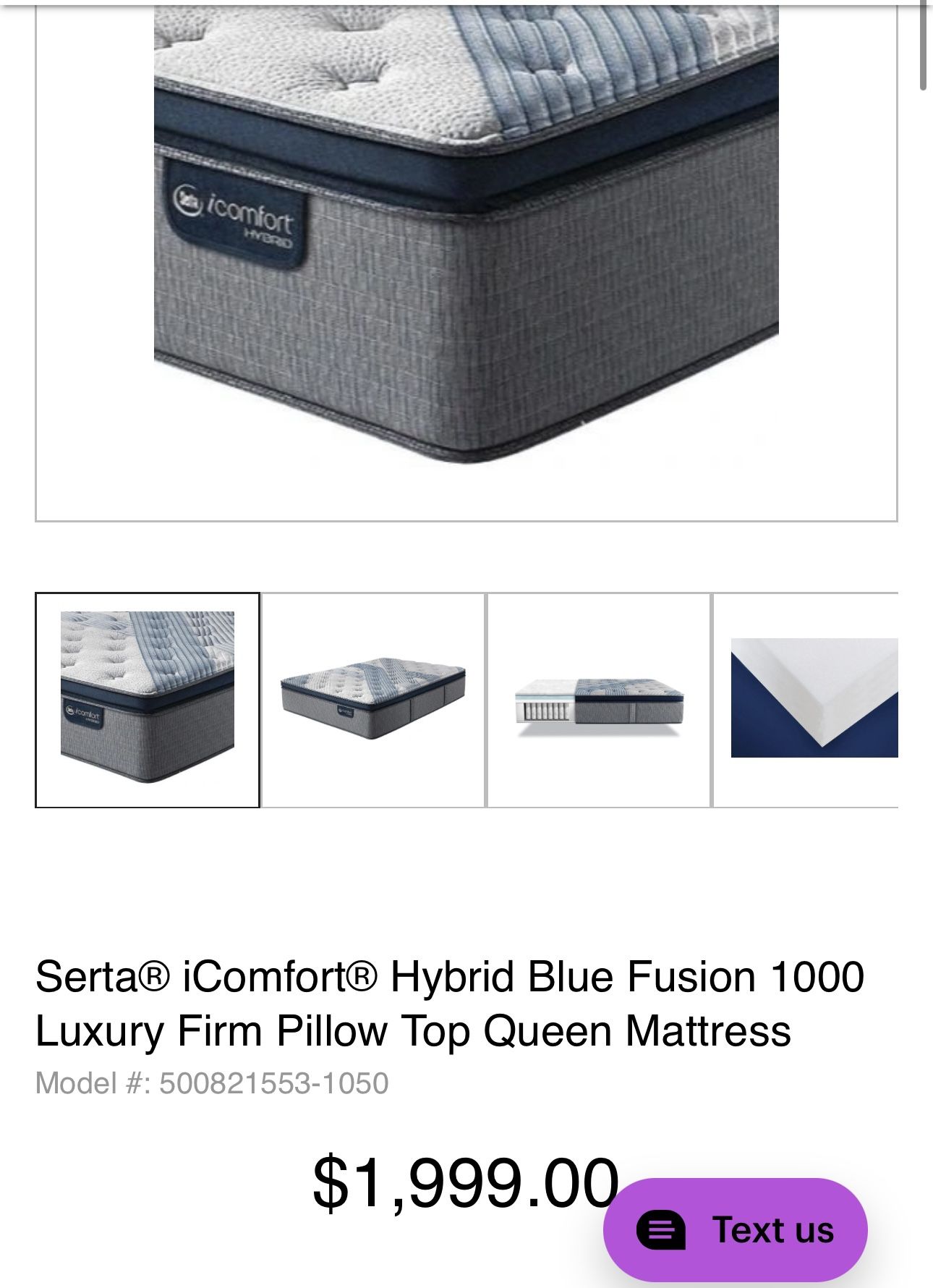 Brand new Icomfort pillow top queen mattress and box spring