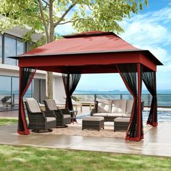11'x11' Pop Up Gazebo for Patios, Outdoor Canopy Tent with Sidewalls, Mosquito N