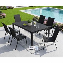 Set of 6 Black Outdoor Chairs
