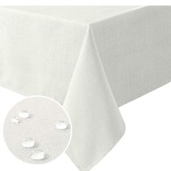 H.VERSAILTEX Linen Textured Table Cloths Rectangle 60 x 120 Inch. Ivory