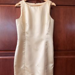 👗 Vintage 90s Donna Ricco Fully Lined Sleeveless Fitted Yellow Dress Women's Size 8/10