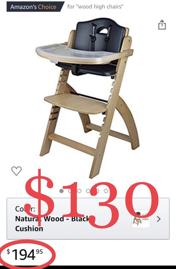 Abiie Beyond Wooden High Chair with Tray. The Perfect Adjustable Baby