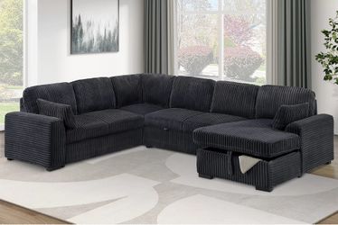 BLACK CONVERTIBLE SECTIONAL WITH PULLOUT