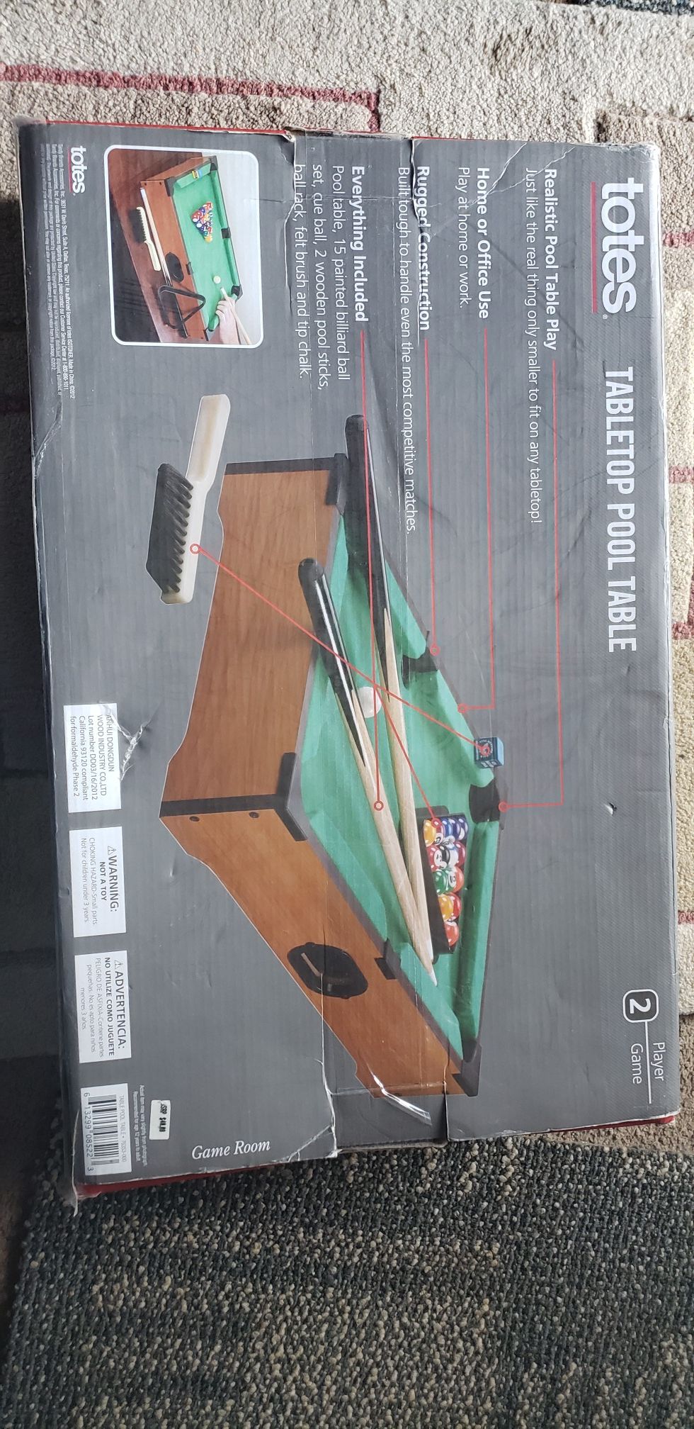 Totes Tabletop Pool Table Portable 2 Player Fun