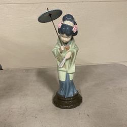 Vintage Lladro Japanese Geisha Girl With Umbrella #4988