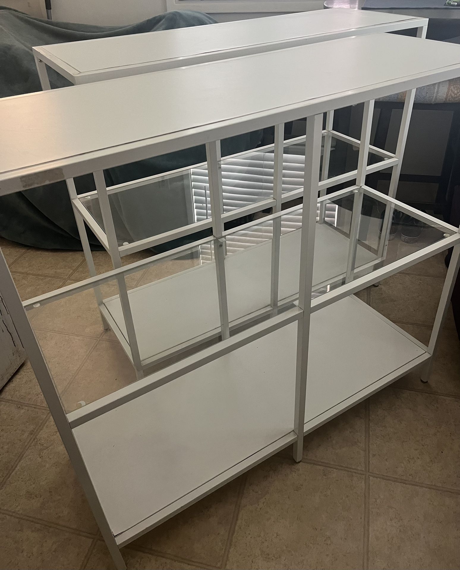 Two Shelves With Glass Or Tv Stand Multi Use