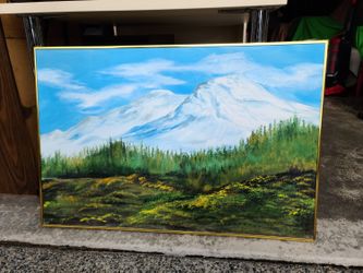 Nature/Mountain Personal Oil Painting framed with Brass Art Frame | Wall Painting | Wall Art