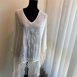 Poncho Small Medium Offwhite