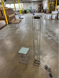 Vintage Brutalist Postmodern Floor Lamp with Side Table by Robert Sonneman for Kovacs