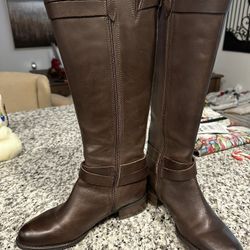 Franco Sarto Leather  Knee High Brown Boots