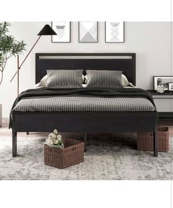 Black Metal Full Bed Frame – No Box Spring Needed