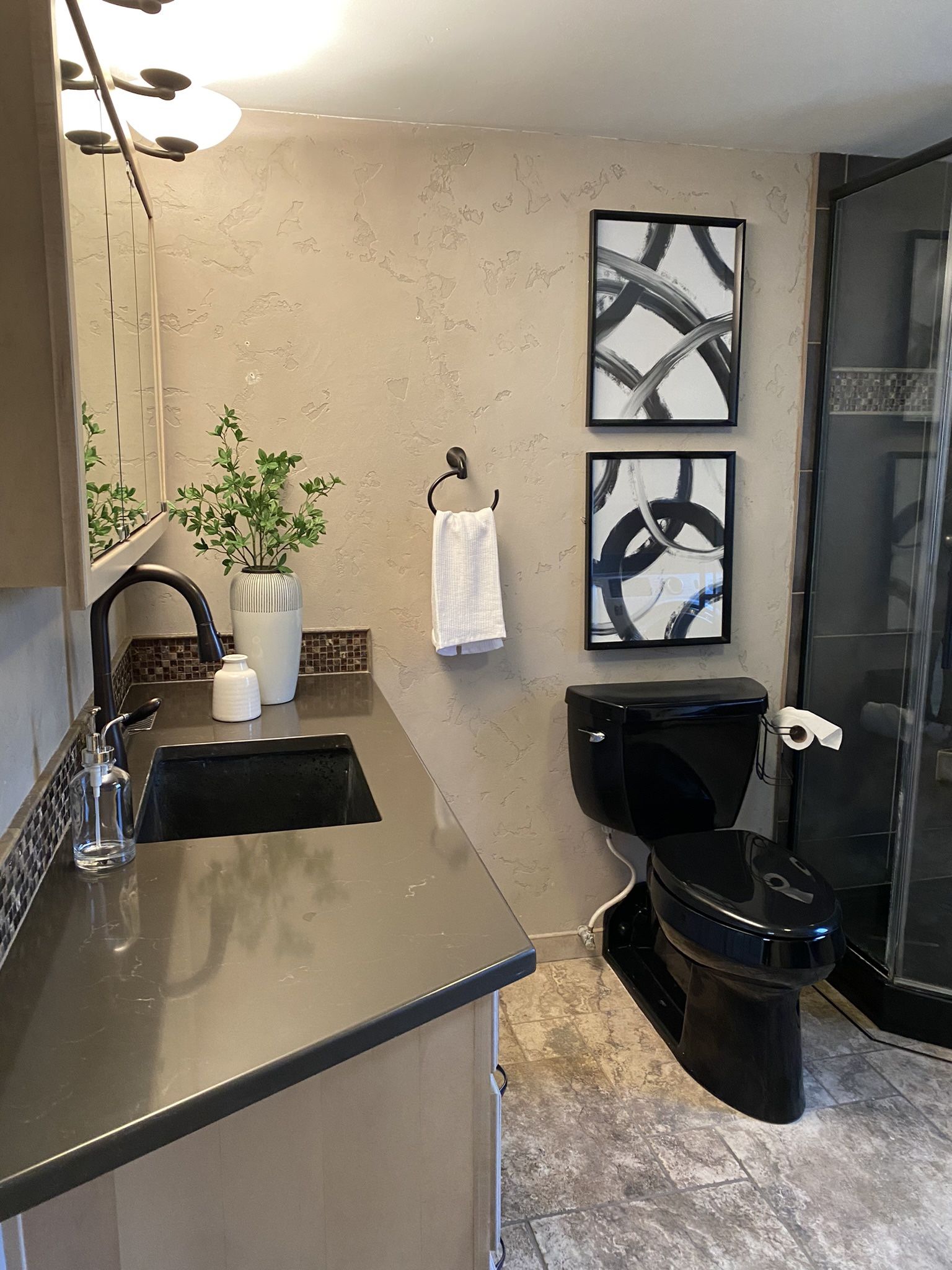 Set Of 2 Decorative Black And White Abstract Art Wall Art