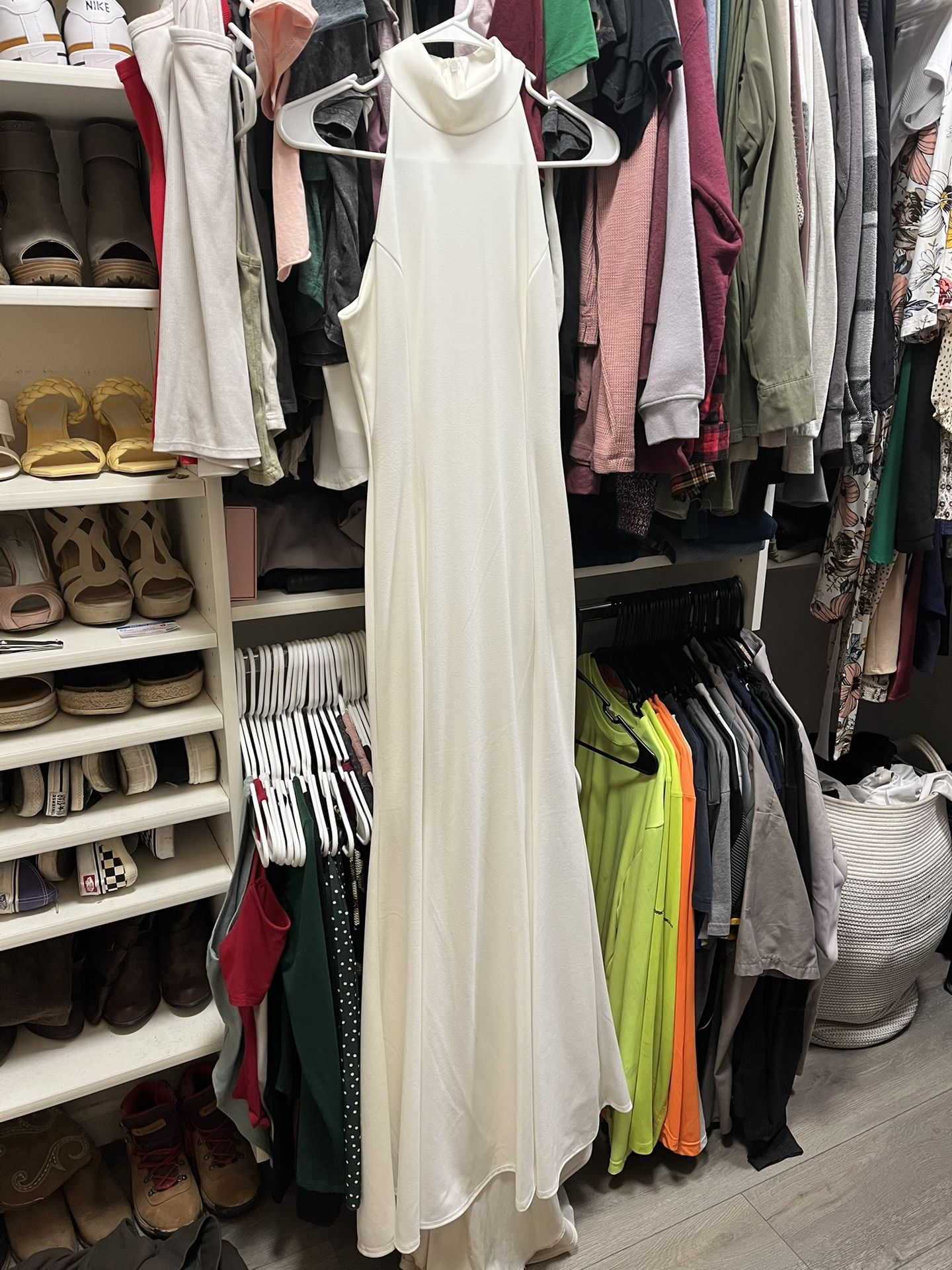 Small white floor length halter dress