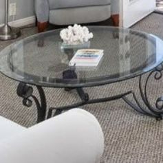 Beveled Glass Coffee Table – Elegant Iron Base