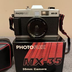 Photo Flex MX-35 35mm Film Camera w/ 50mm 1:6f Lens, Case, Box 