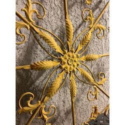 Yellow Metal Floral Scroll Wall Decor