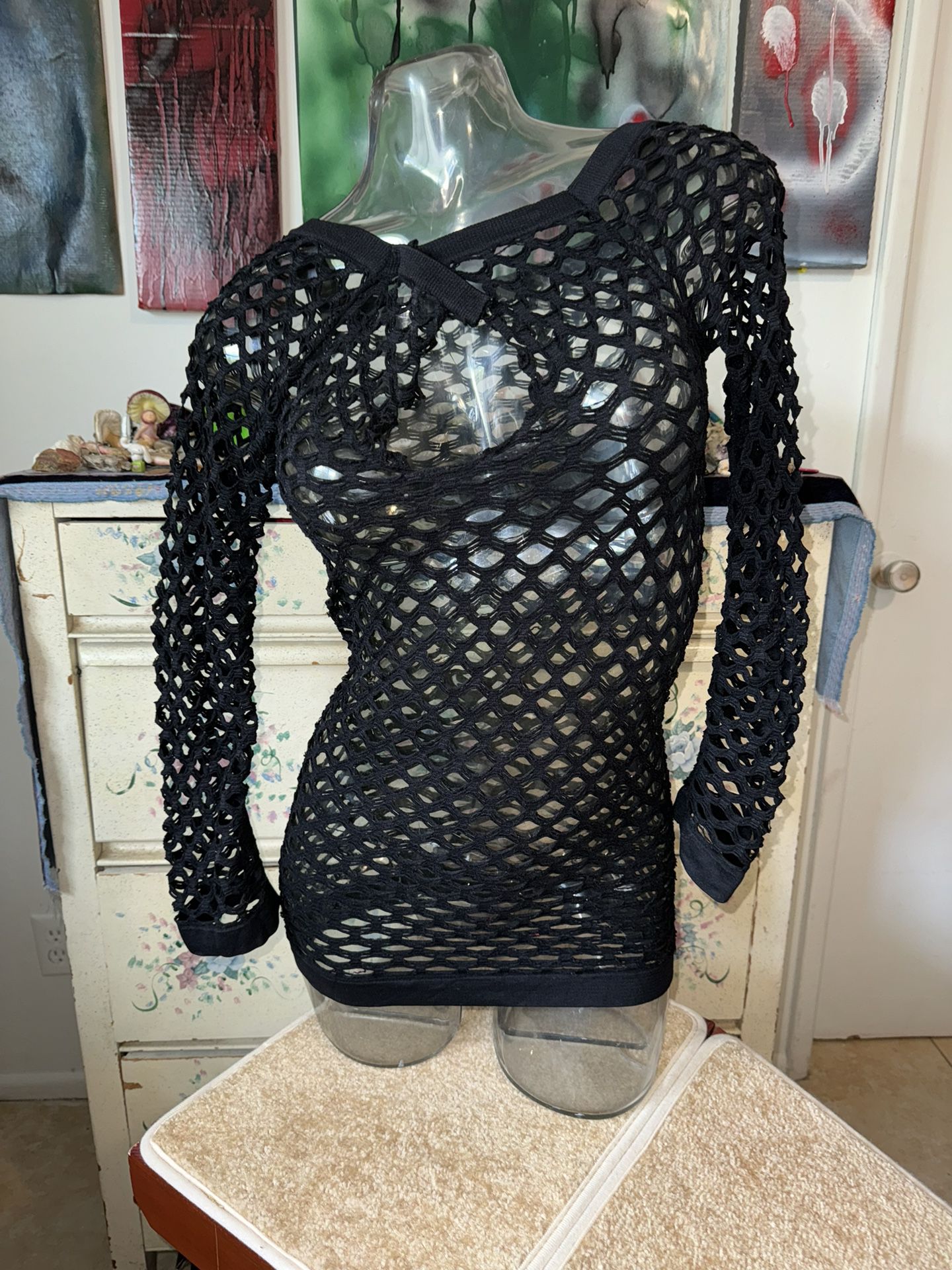 Fishnet Long Sleeve Dress 