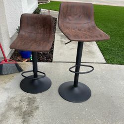 Two Height Adjustable And Swivel Barstools