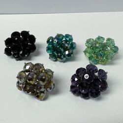 5 Adjustable Crystal Beaded Rings