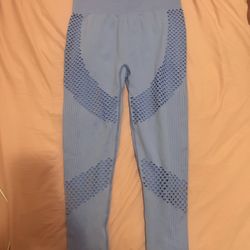 Yoga Leggings Seamless Super Elastic Sports Fishnet  Blue 