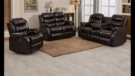 Burgandy brown 3 Piece Reclining Sofa Set!