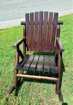 Joyful Days Dark Brown Wood Frame Rocking Chair with Slat Seat