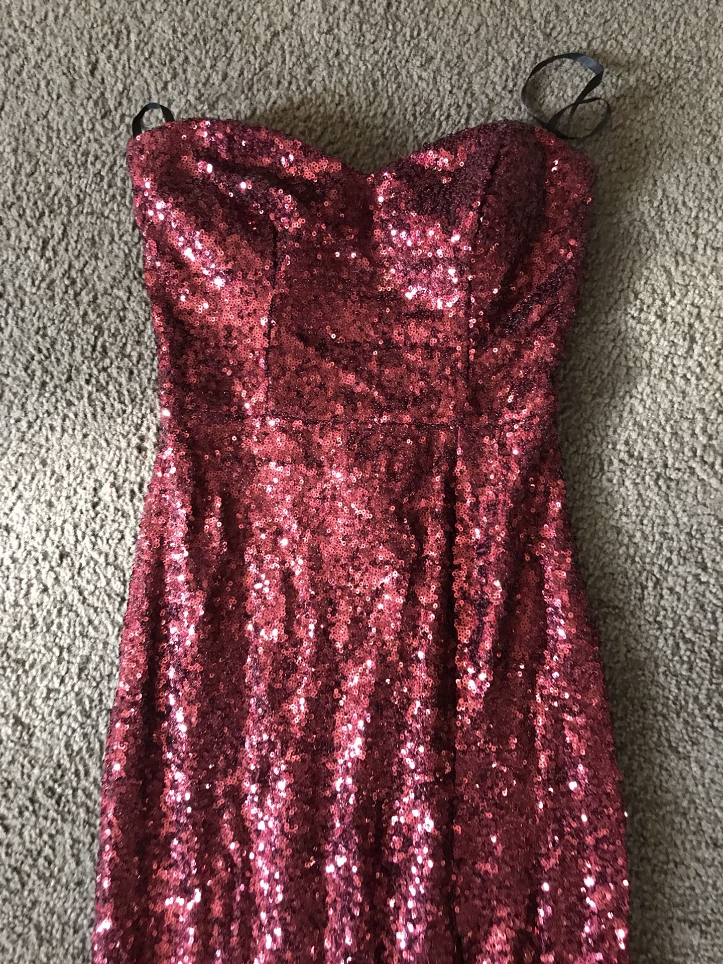 Red sequin prom dress