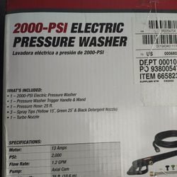 2000 PSI Electric Pressure Washer 