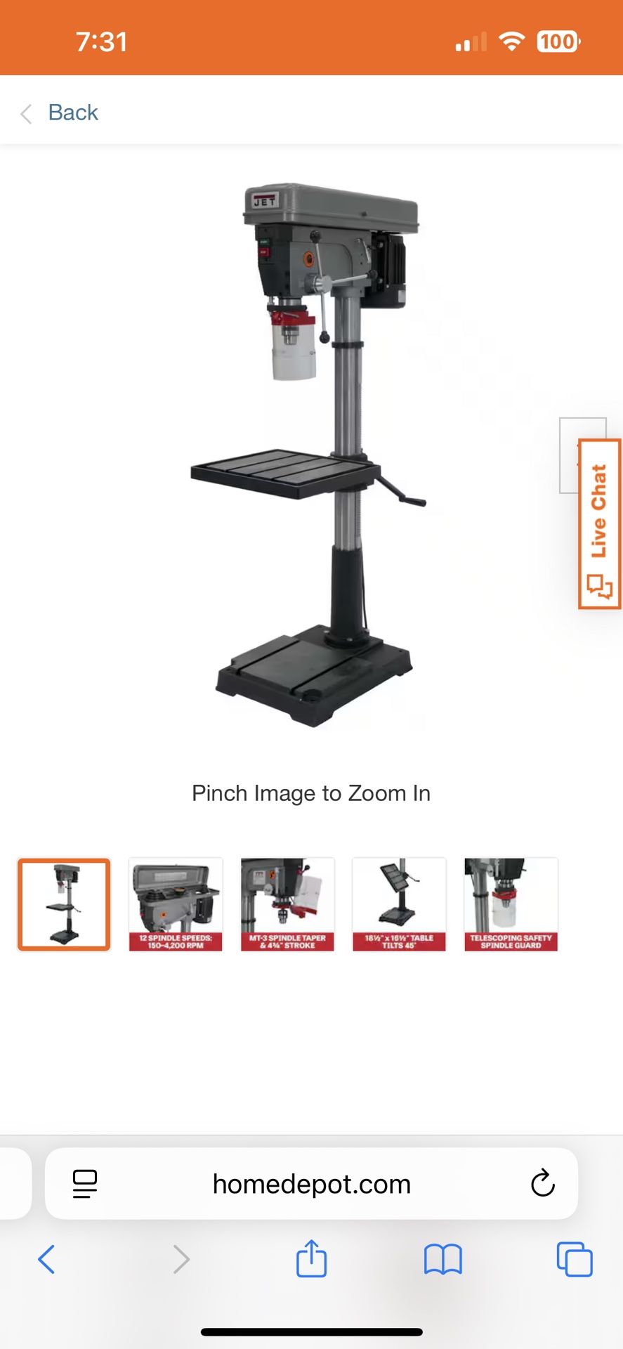 Jet Drill Press Model JDP-20MF