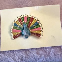 Vintage Peacock Scatter Pin A.  New Out Of Box