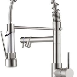 Contemporary Kitchen Faucet with Pull Down Sprayer, Stainless Steel