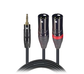 ProX XC-CMXM5 3.5mm Mini TRS-M to Dual XLR3-M Audio Y - 5 FT